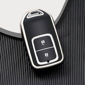 Autosleutel hoesje - TPU Sleutelhoesje - Sleutelcover - Autosleutelhoes - Geschikt voor Honda - zwart - A2 - Auto Sleutel Accessoires gadgets - Kado Cadeau man - vrouw