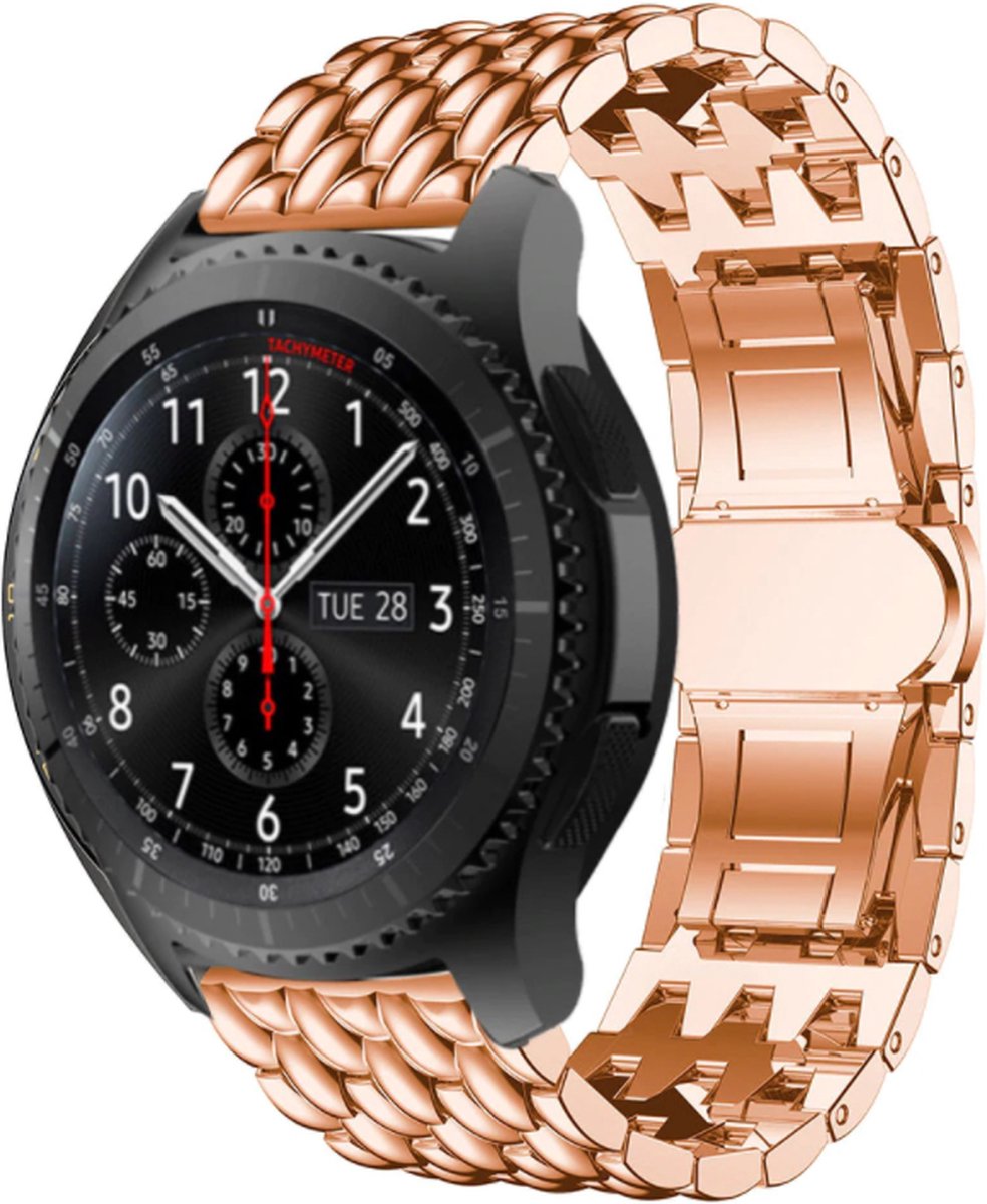 Stalen band – geschikt voor Samsung Galaxy Watch (41mm / 42mm) – roségoud (draak design)