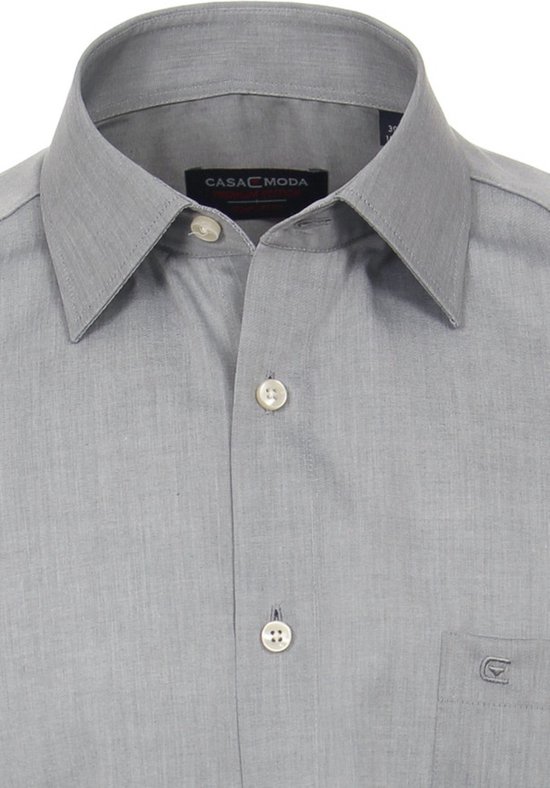 CASA MODA comfort fit overhemd - korte mouw - grijs - Strijkvrij -  Boordmaat: 48 | bol