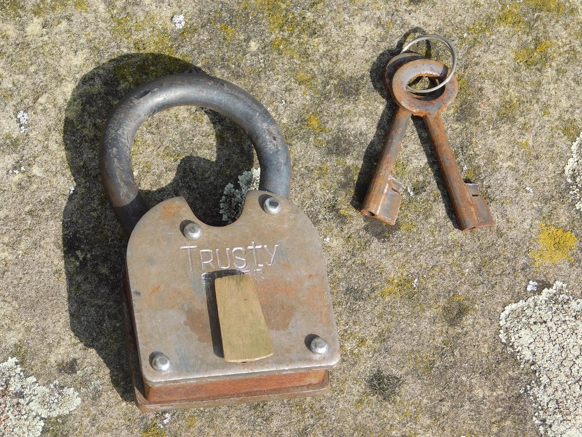 HMF Vintage decoratief hangslot met sleutel | 4,8 x 3 x 1 cm