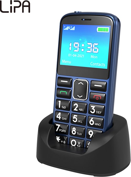 Lipa F70 senioren telefoon 4G - Senioren mobiel - Senioren gsm - Usb C snel laden - Batterij - Bluetooth - Camera - SOS noodknop - Grote toetsen - 4G SIM - Docking Station - Luid geluid - FM-Radio -Zaklamp - Bar telefoon - NL en FR menu & handleiding