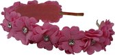 Jessidress® Haardiadeem met bloemen Haarbloemen met strass Hoofdband Haar diadeem met steentjes haarbloemen Haarband - Roze
