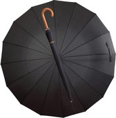 Paraplu, Stokparaplu, Golfparaplu, Automatisch, Groot, Zwart, met Schoudertas, Maat XXL, Ø ca. 120 cm, voor 2 Personen, met Houten Handvat, Stormvast en Winddicht, unisex