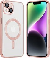 Coverzs telefoonhoesje geschikt voor Apple iPhone 14 Magneet hoesje met camera cover - magnetisch hoesje - roze
