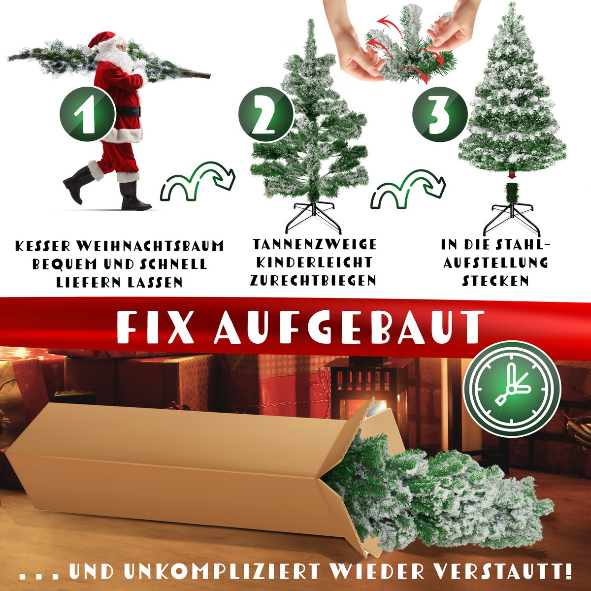 KESSER® Kunstkerstboom - Kerstboom - Kunstmatige Kerstboom van PE - Sneeuw, 210cm – foto 3