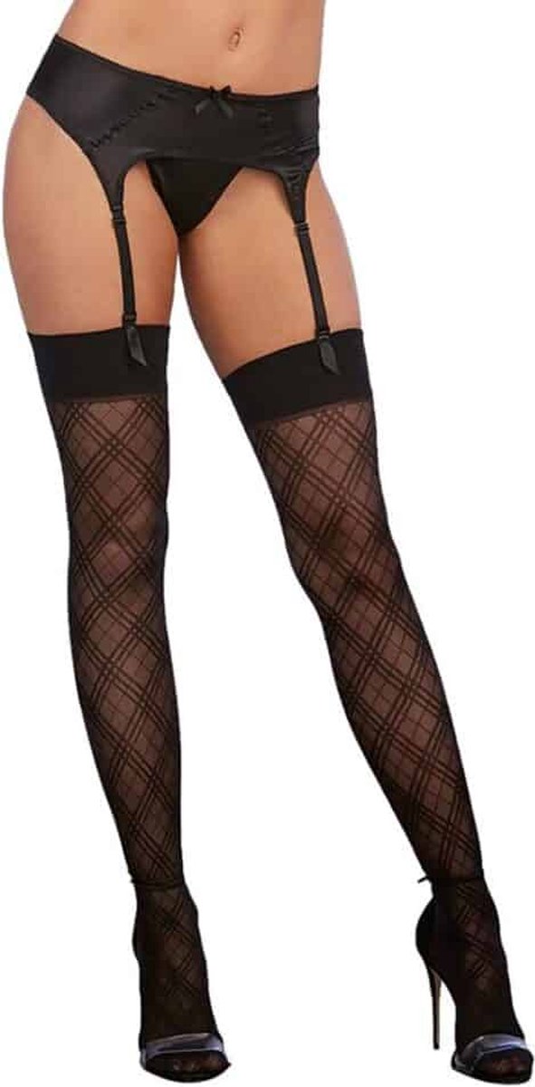 Goedkoopste Dreamgirl (All) Doorschijnende Plaid Dij Hoge Kousen - One Size black OS