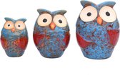 Set van 3 keramische decoratieve figuren - Dierenfiguren voor binnen en buiten - Decoratief artikel voor huis en tuin (uilen, set 3)