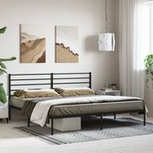 The Living Store Bedframe Klassiek - Metalen Constructie - Metalen Latten - Extra Opbergruimte - Comfortabele Ondersteuning - Zwart - 207 x 187 x 90 cm