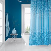 Douchegordijn - Blauwe Mozaiek - 2m Hoog x 1,8m Breed - Polyester - Incl. 12 Bevestigingsringen