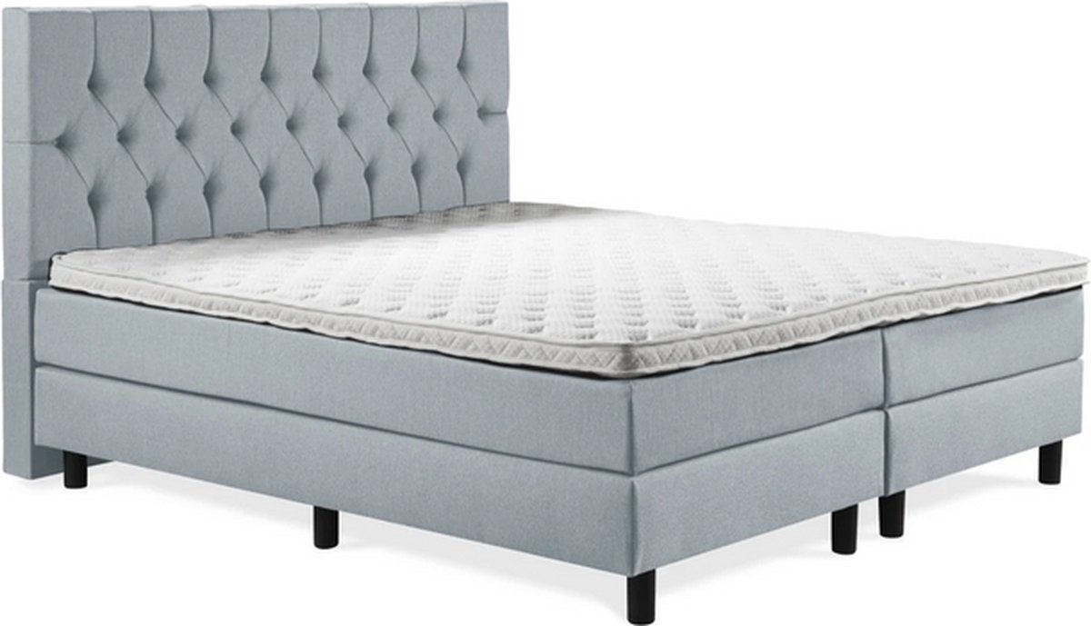 Boxspring Luxe 160x220 Capiton Ijsblauw