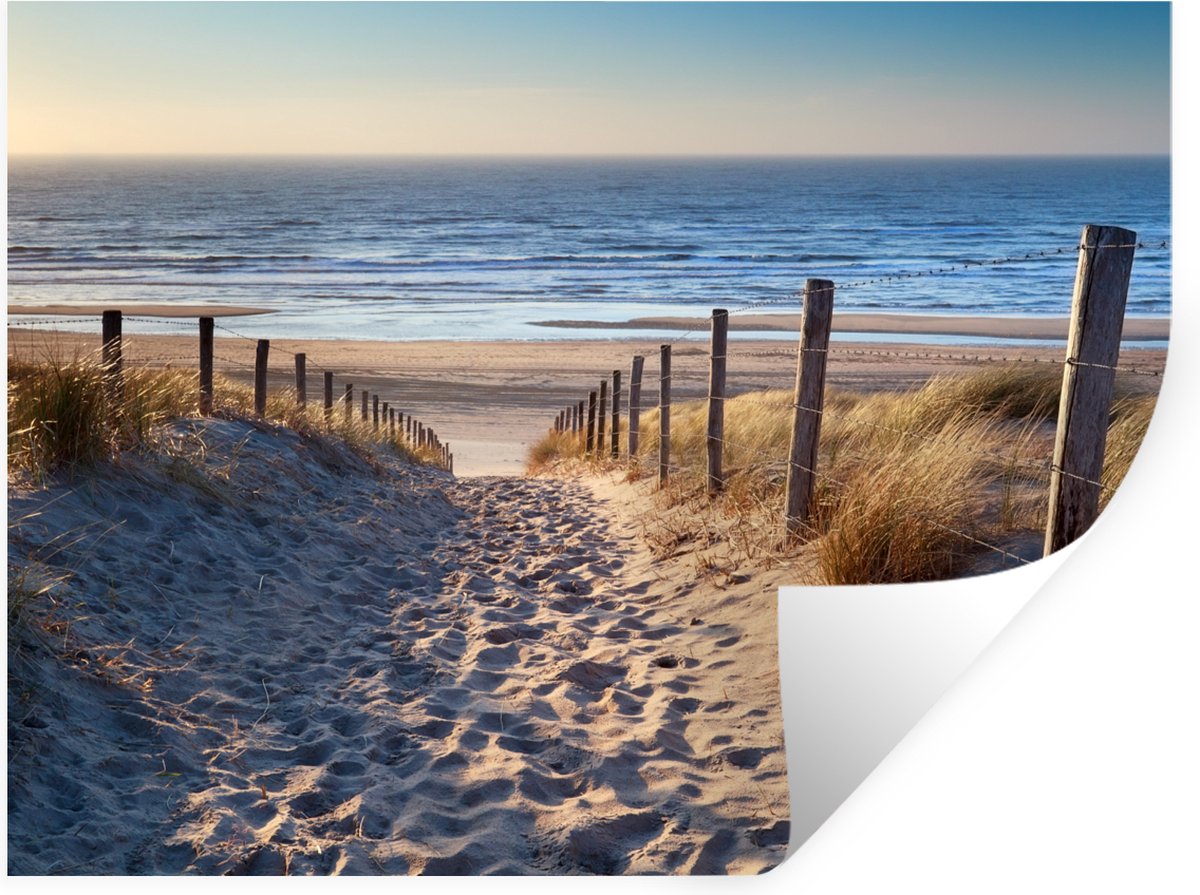 Muurstickers - Sticker Folie - Strand - Zee - Nederland - Duinen - Zon - 80x60 cm - Plakfo