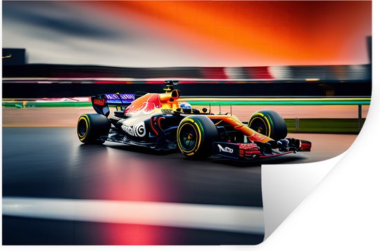 Behang - Fotobehang Kinderillustratie Met Raceauto's Op De Baan Breedte 245 Cm X Hoogte 220 Cm