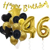 Snoes Ballonnen 46 Jaar Feestpakket – Versiering – Verjaardag Set Goldie Cijferballon 46 Jaar -Heliumballon