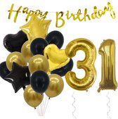 Snoes Ballonnen 31 Jaar Feestpakket – Versiering – Verjaardag Set Goldie Cijferballon 31 Jaar -Heliumballon