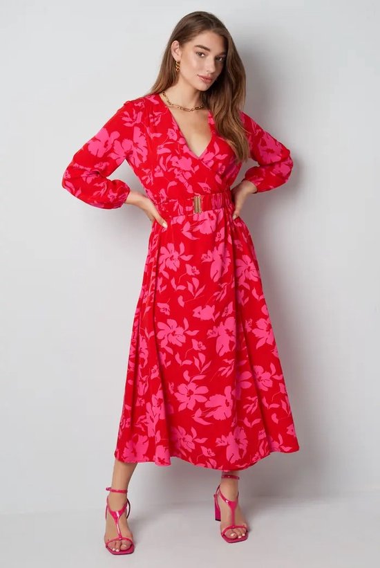 Maxi jurk - rood - ceintuur - dames - herfst - nieuwe collectie - maat M |  bol
