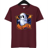 Spooky Scary Ghost - Halloween Spook Dames / Heren Unisex Shirt - Grappig Kostuum Shirt Idee Voor Volwassenen - T-Shirt - Unisex - Burgundy - Maat S