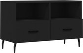 vidaXL - Tv-meubel - 80x36x50 - cm - bewerkt - hout - zwart