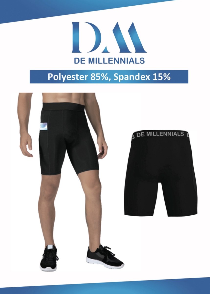 De Millennials - Comfort Ademend Heren shorts - Zwart - Maat XL - sportieve korte broek - Gym - Sport - hardloop Shorts - Comfort fit- Universeel - sport - yoga - fitness - outdoor sport - jogging -Slidingshort - Tight