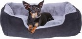 hondenbed hondenkussen hondenmand met omkeerbaar kussen (M) 60x48 cm kleur grijs/zwart