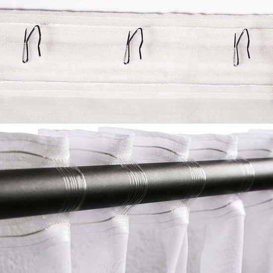 Rideau voilage transparent avec ruban plissé - 140x270cm - Blanc - HOOMstyle