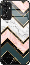Casimoda® hoesje - Geschikt voor Samsung Galaxy A14 5G - Marmer Triangles - Luxe Hard Case Zwart - Backcover telefoonhoesje - Multi