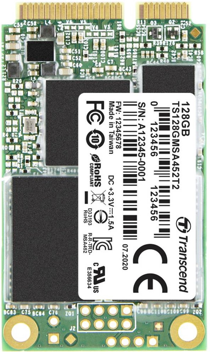 Transcend MSA452T2 – 128 GB mSATA SSD – SATA 6 Gb/s Industrial TS128GMSA452T2