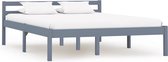 The Living Store Bedframe Grenenhout Moderne slaapkamer Meubels - 206x126x60 cm - Grijs