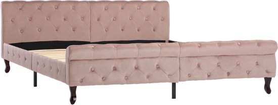The Living Store Cadre de lit velours rose 180x200 cm - Lit
