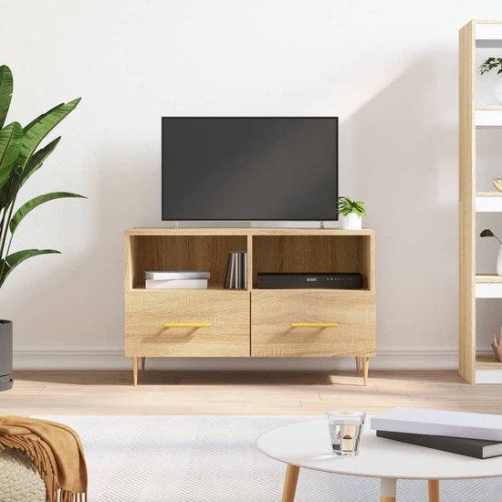 The Living Store TV-meubel - Sonoma eiken - 80x36x50 cm - Opbergruimte en Presenteerfunctie
