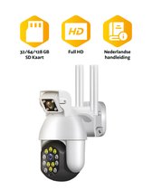 Teceye - Beveiligingscamera voor Buiten – Bewakingscamera – 2 in 1 - Buitencamera wifi met app – +64GB SD Kaart