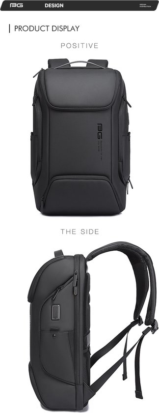 BANGE Unisex 1908 BACKPACK (Pack of 1), Blackm (no expansion), L, Business