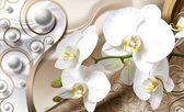 Fotobehang - Vlies Behang - Orchideeën en Parels - 312 x 219 cm
