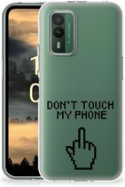 Leuk TPU Back Case Nokia XR21 Hoesje Finger Don't Touch My Phone