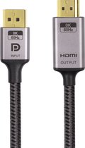 NÖRDIC DPHM-206 Displayport 1.4 naar HDMI 2.1 - 8K 60Hz - 4K120/144Hz - 32.4Gbps - 50cm - Grijs