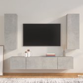 The Living Store Televisiemeubelset - betongrijs - 2x 80x30x30cm - 2x 30.5x30x90cm - bewerkt hout