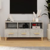 The Living Store TV-meubel - Betongrijs - 102 x 36 x 50 cm - Bewerkt hout en massief eucalyptushout