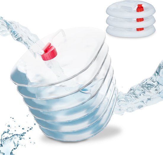 Relaxdays opvouwbare jerrycan set van 4 - 15 l watercontainer - BPA-vrij - transparant-rood van Relaxdays — afbeelding 2