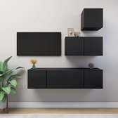The Living Store Hangende TV-meubelset - Spaanplaat - Zwarte kleur - Verschillende maten - Eenvoudig te reinigen