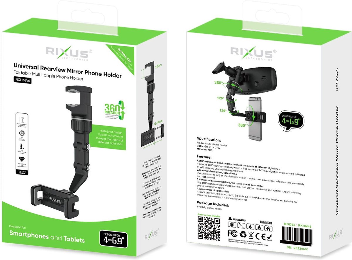 sfadf 360° achteruitkijkspiegel telefoonhouder | autospiegelhouder
