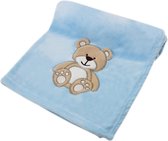 Couverture pour bébé, couverture douillette pour bébés garçons et filles, pour le baptême, la naissance ou comme premier équipement, couverture bleue avec ours