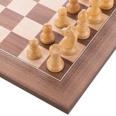 jeu d'échecs en noyer et érable incrusté 50x50cm avec pièces d'échecs no. 4 dans une boîte en bois