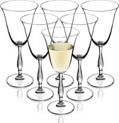Wijnglazen van kristalglas, set van 6, 250 ml, hoogwaardige kwaliteit, wijnkelk met hoge steel, voor thuis, feest, elegante wittewijnglazen, mooie rode wijnglazen