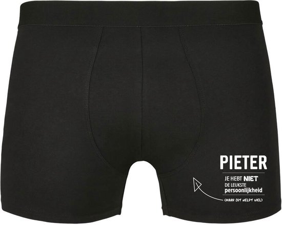 Pieter, je hebt niet de leukste persoonlijkheid, maar dit helpt wel Heren Boxershort - relatie - vriend - onderbroek - grappig