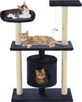 The Living Store Kattenboom - Donkerblauw - 70 x 45 x 95 cm - Met krabpalen en platformen