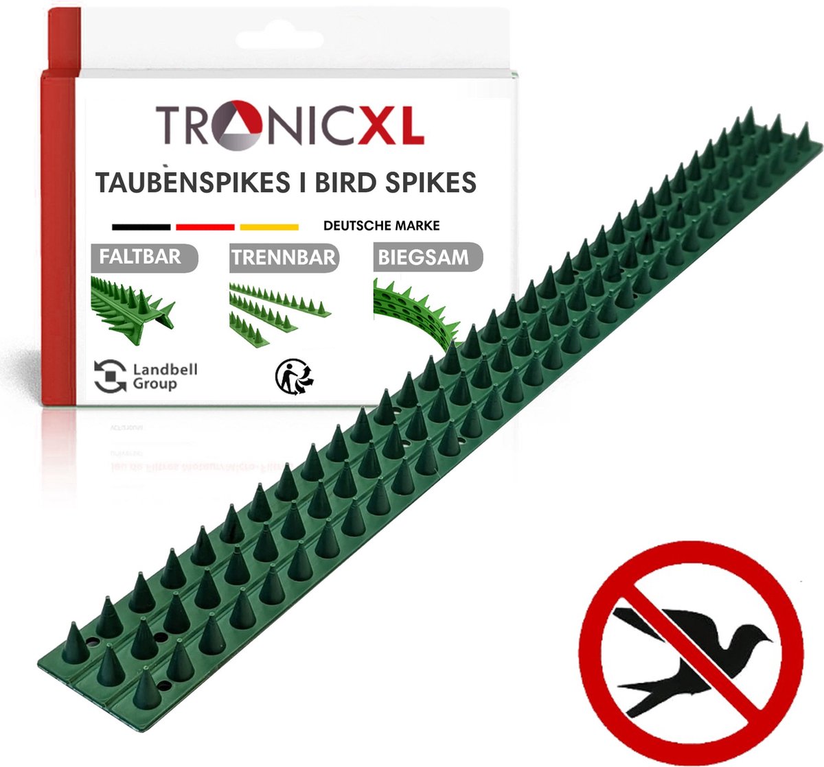 TronicXL 2x 50 cm pointes anti-pigeons en plastique marron