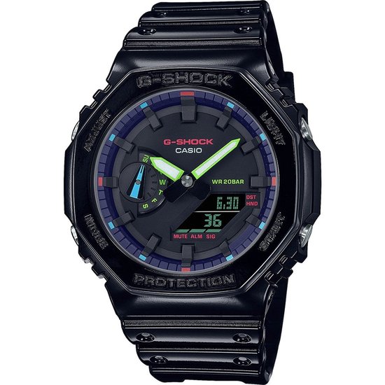 Casio G-Shock GA-2100RGB-1AER Horloge - Kunststof - Zwart - Ø 45 mm