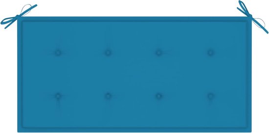 The Living Store Banc de Jardin Teck - 112x55x94 cm - Coussin Blauw