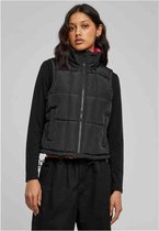 Urban Classics - Reversible Cropped Puffer Mouwloos jacket - M - Zwart