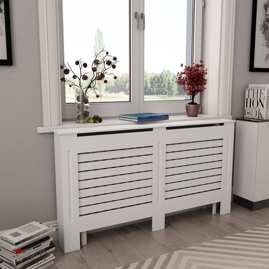 vidaXL Radiatorombouw 112x19x81 cm MDF zwart