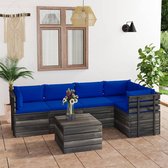 The Living Store Tuinset Pallet - Grenenhout - Blauw - 60x65x71.5cm - 100% polyester